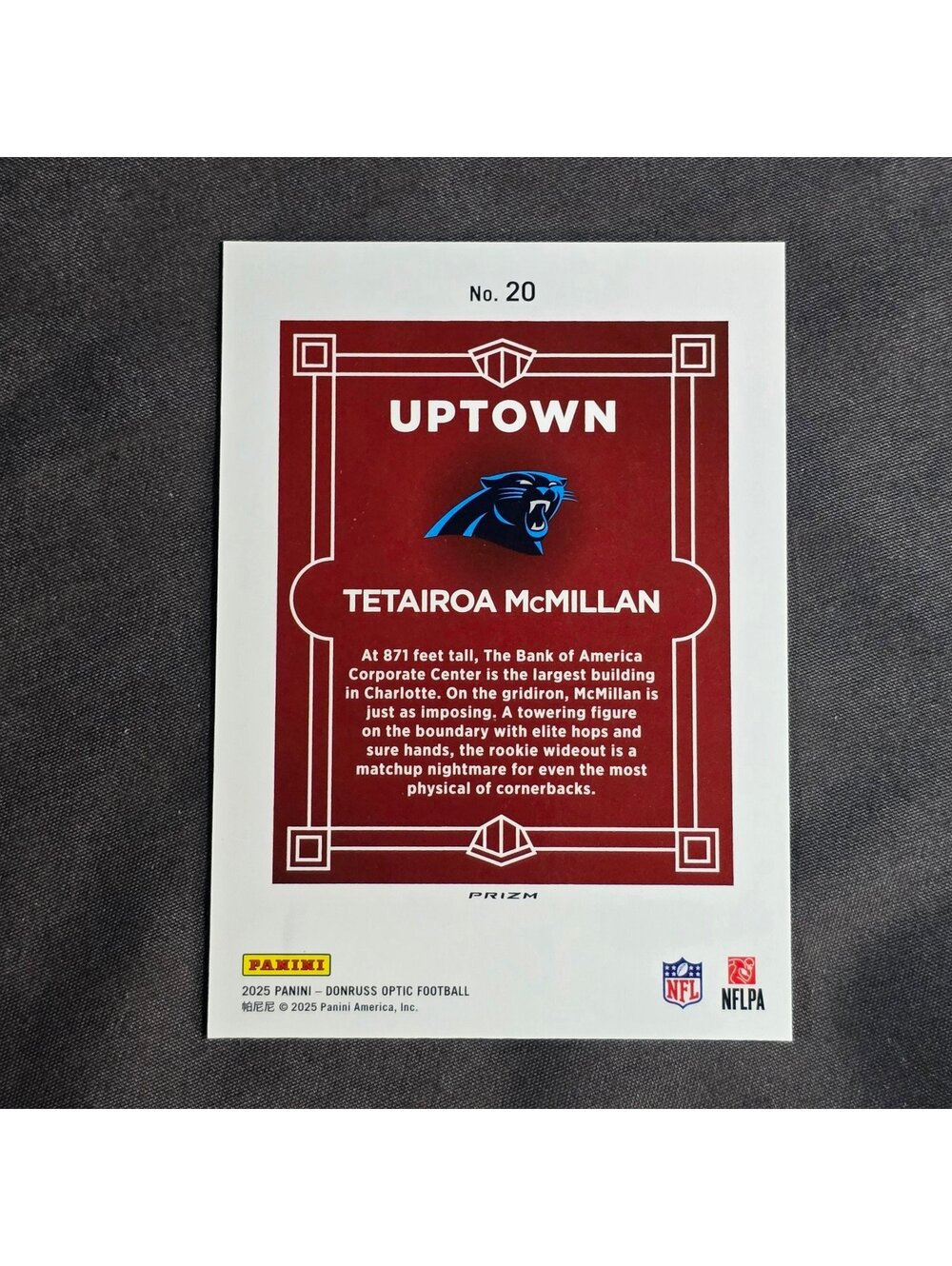 Tetairoa McMillan Rookie Uptown 2025 Donruss Optic #20 RC SSP Case Hit Panthers - Picture 2 of 6